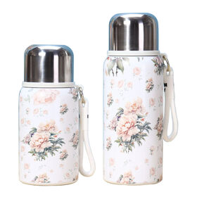 Cangkir Air Stainless Steel Insulasi Vakum Portabel Kapasitas Besar Mewah Retro Modern Outdoor Eksotis dengan Tutup Garis