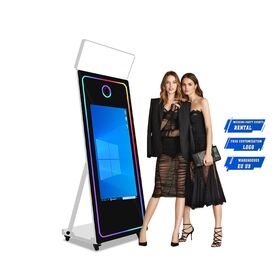 Cabine Photo Miroir Rétro en Bois Portable avec Écran Tactile DSLR pour Mariages, Fêtes et Événements en Location