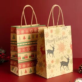 Sac cadeau de Noël haut de gamme, boîte d'emballage de bonbons, sac fourre-tout, sacs à pain en papier, mini sacs en papier