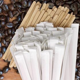 Biodegradable Wood Coffee Stirrers 5.5 Inch FSC Certified Individually Wrapped Eco Friendly for Tea and Hot Beverages