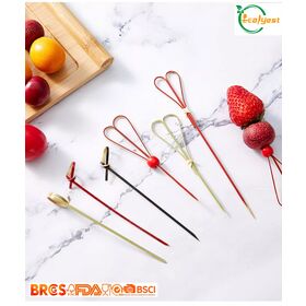 Food Grade Durable Bamboo Heart Cocktail Skewers FSC Certified 100% Biodegradable Picks for Wedding & Party Events