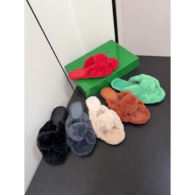 Designer Faux Fur Slippers Women's Luxury Fashion Flats Mules original Quality