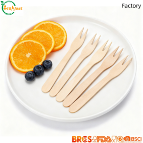 Natural Birch De Frutas De Madeira Garfos FSC Certificado Eco-Friendly Descartável para Festas Casuais BSCI Aprovado Preço De Fábrica China