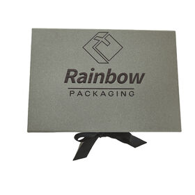 CHAUDE De Luxe Gris Logo Personnalisé Premium De Luxe En Carton Papier Cadeau Magnétique Pliant Boîte D'emballage pour Robe Avec Ruban