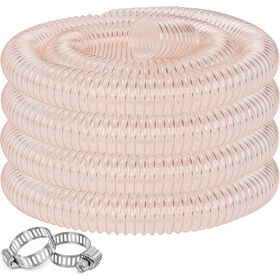 PU Dust Collection Hose 10 ft Heavy Duty Clear Flexible Collector Hose Reinforced with Spiral Steel Wire (PU Durable Type)