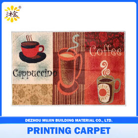 Foldable Stain Resistant Coffee Themed Floral Rug Non Slip Gripper Back Easy Clean Vintage Coffee Cup Decorative Indoor Floor Mat