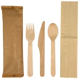 NatureWise FSC Certified Biodegradable Wooden Cutlery Set for Rice and Soup Dishes Eco-friendly Durable Disposable Utensils