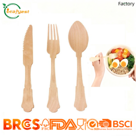 Victoria 200mm Birch Wood Disposable Cutlery Set Biodegradável para Restaurantes e Uso Doméstico Fabricante