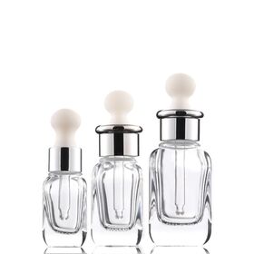 Travel Size Empty Hair Oil 10ml 20ml 40ml Square Glass Dropper Bottle Cosmetic