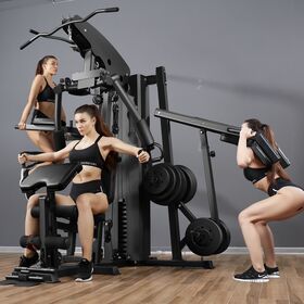 Heavy Duty 3 Station Multi Gym No Interference 300KG Steel Weight Stack Integrated Deep Squat Rack Strength Training Home Gym Gear