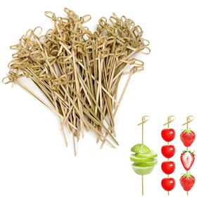 Eco-Friendly Bamboo Knot Cocktail Picks 4-Inch Sustainable Appetizer Skewers for Tropical Parties and Casual Gatherings