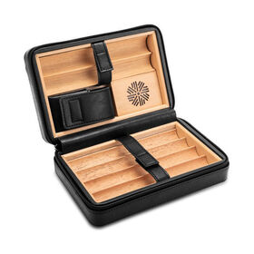 Vertical Supplier Chain Humidor Factory-Wooden Humidor-Leather Humidor with cedar wood inside-Portable Humidor Case with Cutter