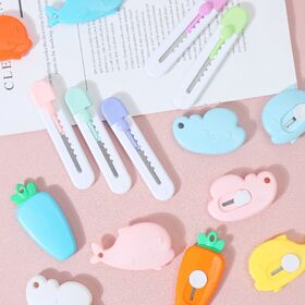 Mini Cartoon Utility Knife, Portable Compact Box Cutter for Parcel Opening, Available in Cloud, Whale & Carrot Shapes