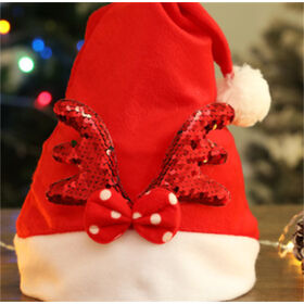 Hot selling Christmas Antler Hat Sequin Bow Hat Adult Party Christmas Hat