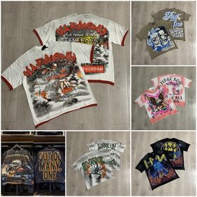 Y2k streetwear Fashion Street Brand Rhinestone Tee First Row Eagle HARMONY Designer T shirt For Men Women