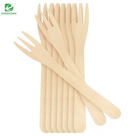 175mm Biodegradable Wooden Fork FSC Certified Hot Stamped Custom Logo for Eco-Conscious Food Service