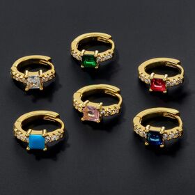 Clip de zircon cubique carré à la mode léger sur les boucles d'oreilles de mode