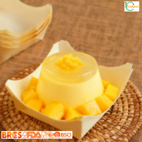 Wooden Disposable Mousse Cups Food Grade Biodegradable Custom Logo Pack For Dessert & Sauce Stores