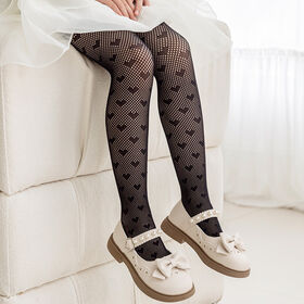 Collants en dentelle en gros pour filles, bas résille transparents à motifs creux pour enfants