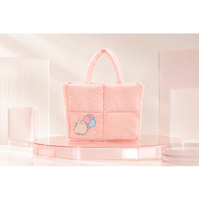 Tas Tote quilt kustom tas bahu belanja berbantalan merah muda lembut ringan tas bahu Logo kustom tas hadiah