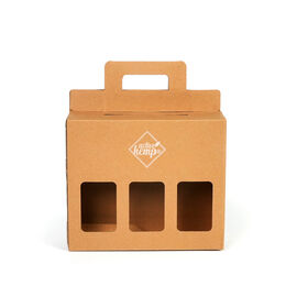 Custom Printed 6 Pack Beer Bottle Carrier Box with Handle Cardboard Beverage Packaging for Cans Drink
