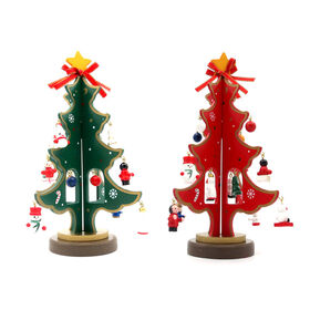 Tiny handmade wooden desktop decorative christmas tree