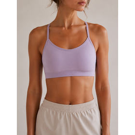 OEM / ODM Women U Neck Thin Strap Sports Bra, Ribbed Underband Soft Casual Yoga Bralette