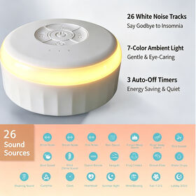 AANKEI Portable Sleep Speaker with 26 Built-in Sounds (White/Brown/Pink Noise, Rain, Waves, Birds, Heartbeat) & RGB Night Light, 4