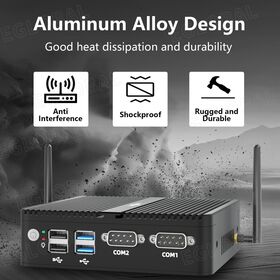 EGLOBAL In-tel N100 Fanless MINI PC, VGA + HD Dual Display 16GB DDR4 Ram 256GB SSD Desk Box, Linux Barebone Mini Computer