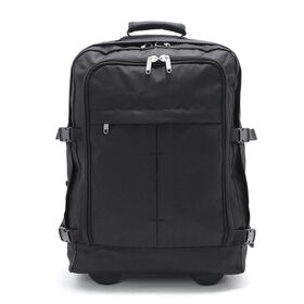 Wholesale Custom Polyester Trolley Backpack with Zipper Closure Two-Wheel Travel Men's Backpack