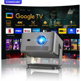 Magcubic HY450 GTV 800ANSI LCD Projector 1080P Auto Focus WiFi BT5.0 Short Throw Google TV HDR 12W Speaker Home Theater