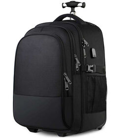 Großer Rollkoffer-Rucksack für Geschäftsreisen, Handgepäck, strapazierfähige Rollentasche, College-Schulrucksack für Bücher und Computer
