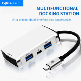 محول USB-C متعدد المنافذ، محطة إرساء 7 في 1 USB-C دونجل مع HDMI 4K، 3 USB 3.0، PD 100W، SD/TF، لماك بوك