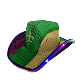 OEM Cowboy Hat Led Sequin Party Cap Flashing Light Up Dance Party For Birthday Wedding Festival