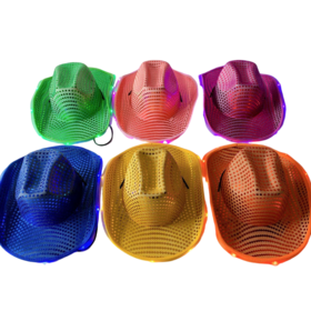 Wholesale Light Up Cowboy Hat Sparkly Disco Cowgirl Hat Sequin Cowboy Hat for Women
