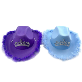 Cheap Novelty Cowboy Hat with feathers for Women, Felt Cowgirl Hat for Party Costume Dress Up