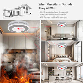 Wireless Interlinked Smoke Alarm Fire Sensor Sealed 10-Year Battery, Wireless interconnected Smoke Detector, CE EN14604, VS03F-05