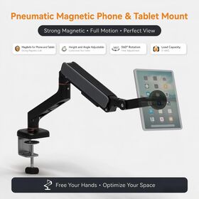 Pneumatic Magnetic Phone Tablet Desk Arm Mount 360 Degrees Rotatable Clamp Stand 0-6KG Load Aluminum Alloy OEM ODM Custom Support