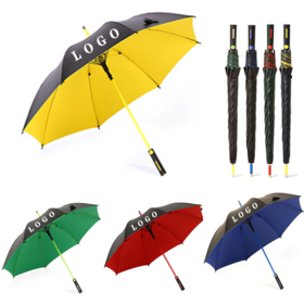 Umbrella Manufacturer Supplier High Quality Durable Windproof Double Layer Automatic Fiber Black Yellow Golf Umbrellas With Logo