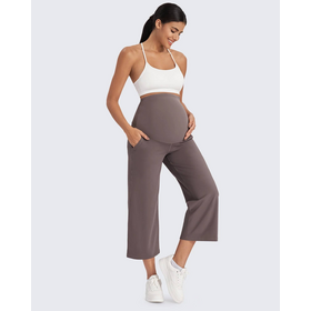 Maternity High-Waist Solid Lounge Wide Leggings-Early Pregnancy Support Buttery-Soft Breathable Fabric Yoga Casual Wear Four-Way