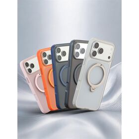 Dual-use Rotatable Ring Holder Magnetic Phone Case Anti-drop Frosted Transparent Mobile Shell for iPhone Series Bulk Supply