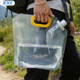Durable Handheld Food Grade PE Transparent Liquid Bag Foldable 1L 5L 10L Storage Bag With Nozzle For Water Fruit Juice Grains