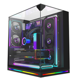 High Dustproof Quality Chasis Front Panel Glass RGB Strip Temperature Display Dustproof Outdoor PC Gaming Anime Computer case