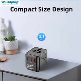 Portable Global Travel Adapter with USB C Charging Technology for Frequent Flyers Vacation Trips Office and Worldwide Use