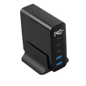 140W GaN Fast Charger, 5-Port Multi-Device Travel Charger with Cable, EU Plug for Global Travel Use
