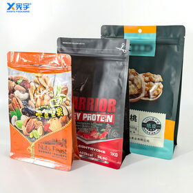 Custom Printed Logo Eight Sided Seal Flat Bottom Bag Food Grade Laminated Zipper Stand Up Pouch For Nuts Grains Dried Coffee