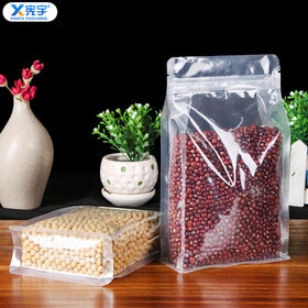 Wholesale Clear Stand Up Zipper Pouch Food Grade Self-Sealing Flat Bottom Food Package Bag For Nuts Almonds Hazelnuts Walnuts