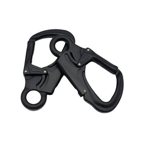 Black Aluminum Tactical Carabiner Carabiner Clip Keychain Double Locking Snap Hook with Rotating Base for Outdoor Gear