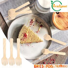 Sustainable FSC Certified Birch Wood Spork 105mm Disposable Eco Friendly Cutlery for Restaurant and Party Use