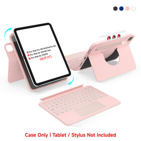 Versatile Swivel Keyboard Case 2-in-1, Dual Stylus, 180-Day Battery & Stain-Proof for iPad 7 8 9 10 Air Pro 10.2/10.5/10.9/11 inch